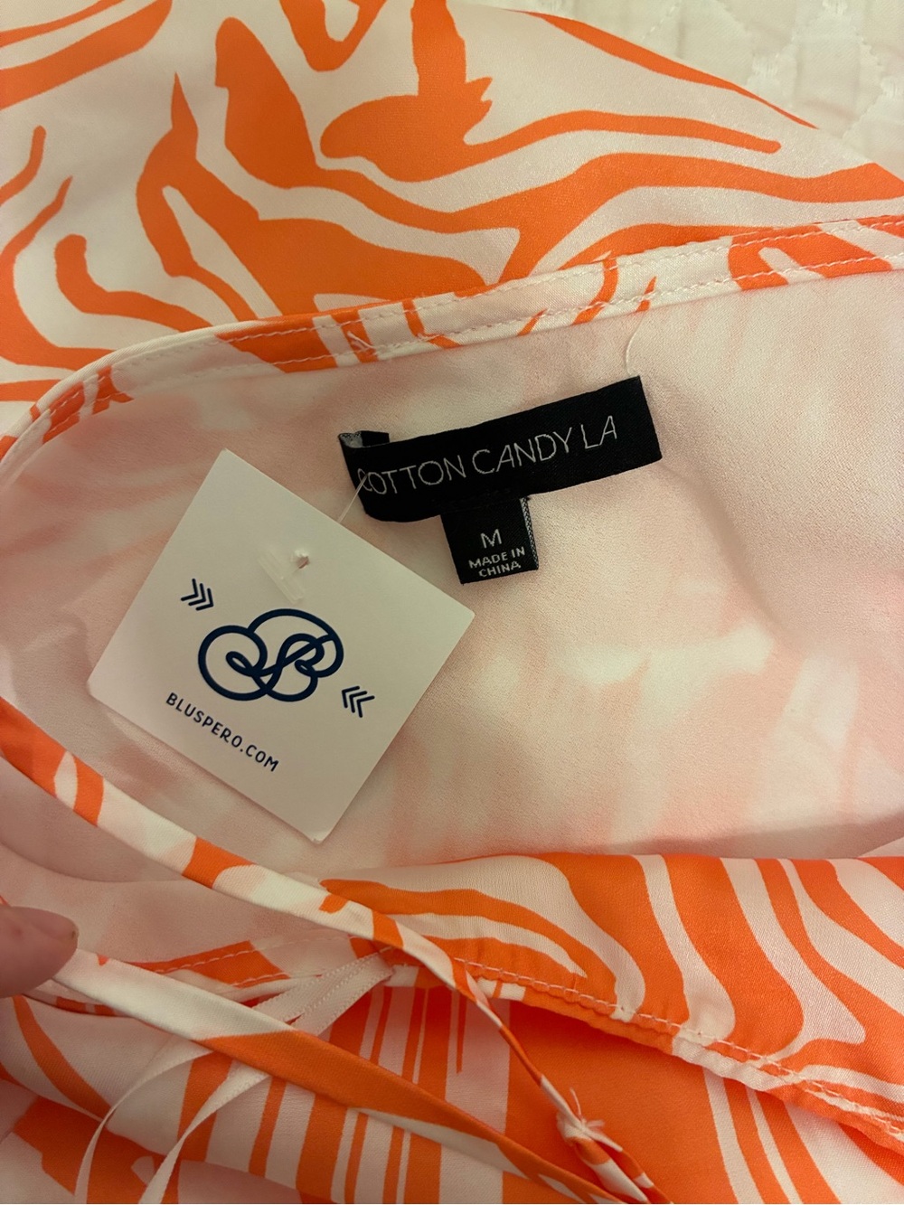 Women’s Orange & White Swirl Slip Dress with Straps. Size Medium w/ original tag - Picture 3 of 3